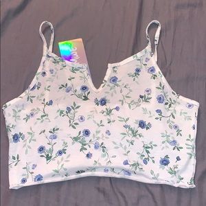 Floral cropped tank top size S